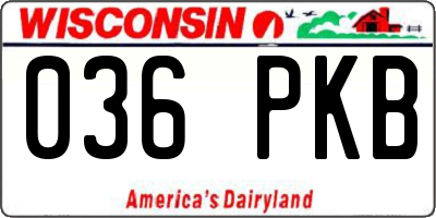 WI license plate 036PKB