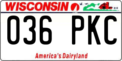 WI license plate 036PKC