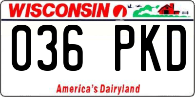 WI license plate 036PKD