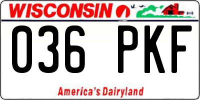 WI license plate 036PKF