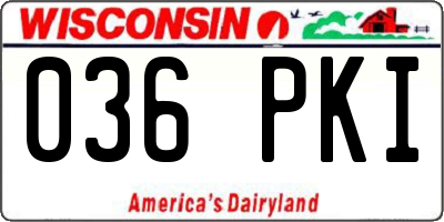 WI license plate 036PKI