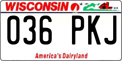 WI license plate 036PKJ