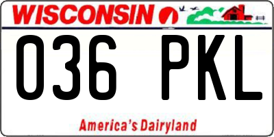 WI license plate 036PKL