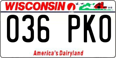 WI license plate 036PKO