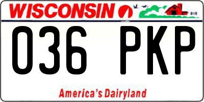 WI license plate 036PKP