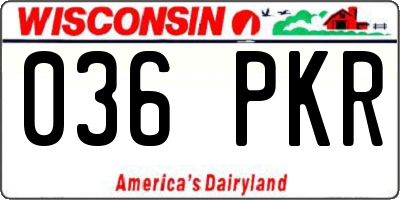 WI license plate 036PKR