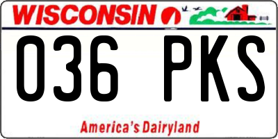 WI license plate 036PKS