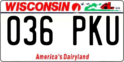 WI license plate 036PKU