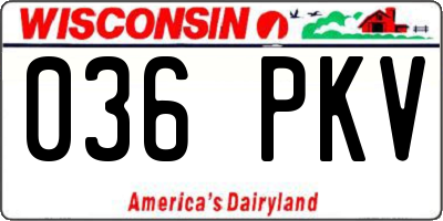 WI license plate 036PKV