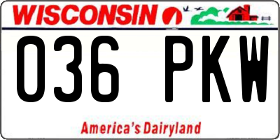 WI license plate 036PKW