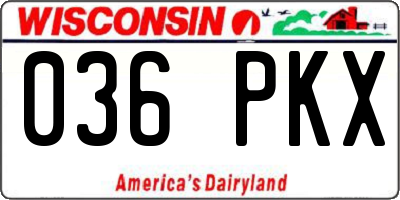 WI license plate 036PKX