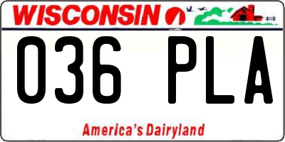 WI license plate 036PLA