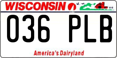 WI license plate 036PLB