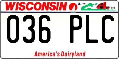 WI license plate 036PLC