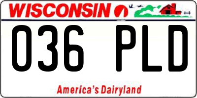 WI license plate 036PLD
