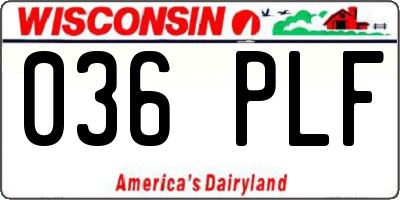 WI license plate 036PLF