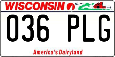 WI license plate 036PLG