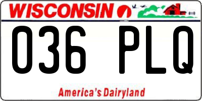 WI license plate 036PLQ