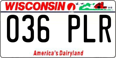 WI license plate 036PLR