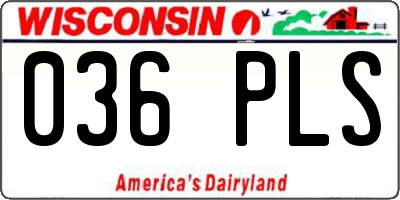 WI license plate 036PLS