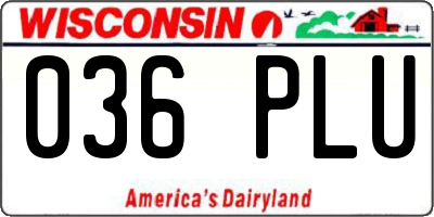 WI license plate 036PLU