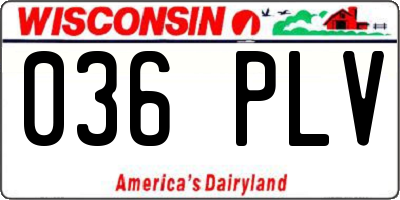 WI license plate 036PLV
