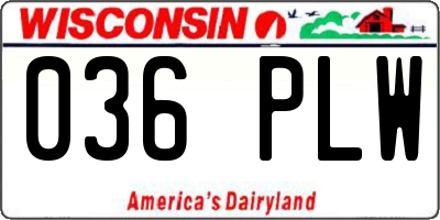 WI license plate 036PLW