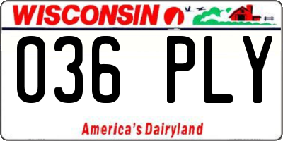 WI license plate 036PLY
