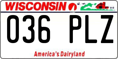 WI license plate 036PLZ
