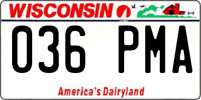 WI license plate 036PMA