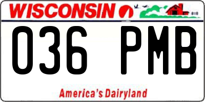 WI license plate 036PMB