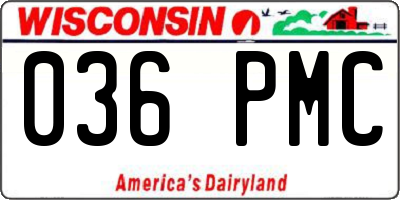 WI license plate 036PMC