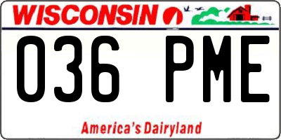 WI license plate 036PME