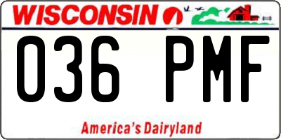 WI license plate 036PMF