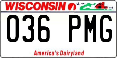 WI license plate 036PMG