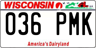 WI license plate 036PMK