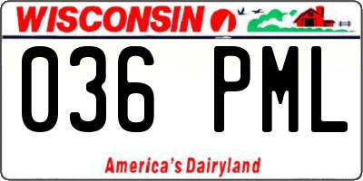 WI license plate 036PML