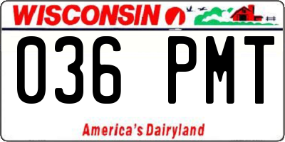 WI license plate 036PMT