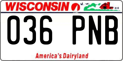 WI license plate 036PNB
