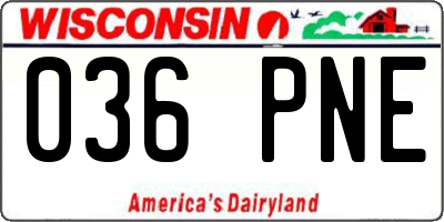 WI license plate 036PNE