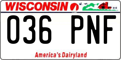 WI license plate 036PNF