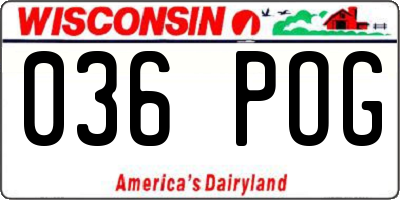 WI license plate 036POG