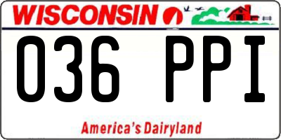 WI license plate 036PPI