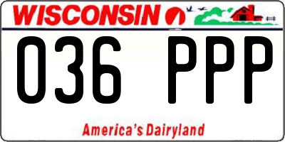 WI license plate 036PPP