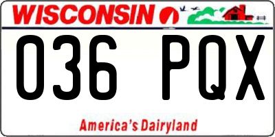 WI license plate 036PQX