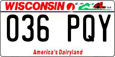 WI license plate 036PQY