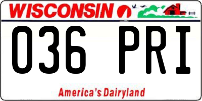 WI license plate 036PRI