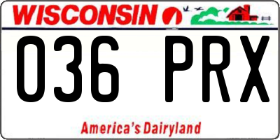 WI license plate 036PRX