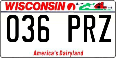 WI license plate 036PRZ