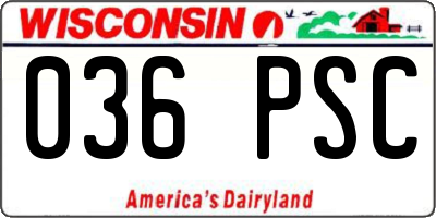 WI license plate 036PSC